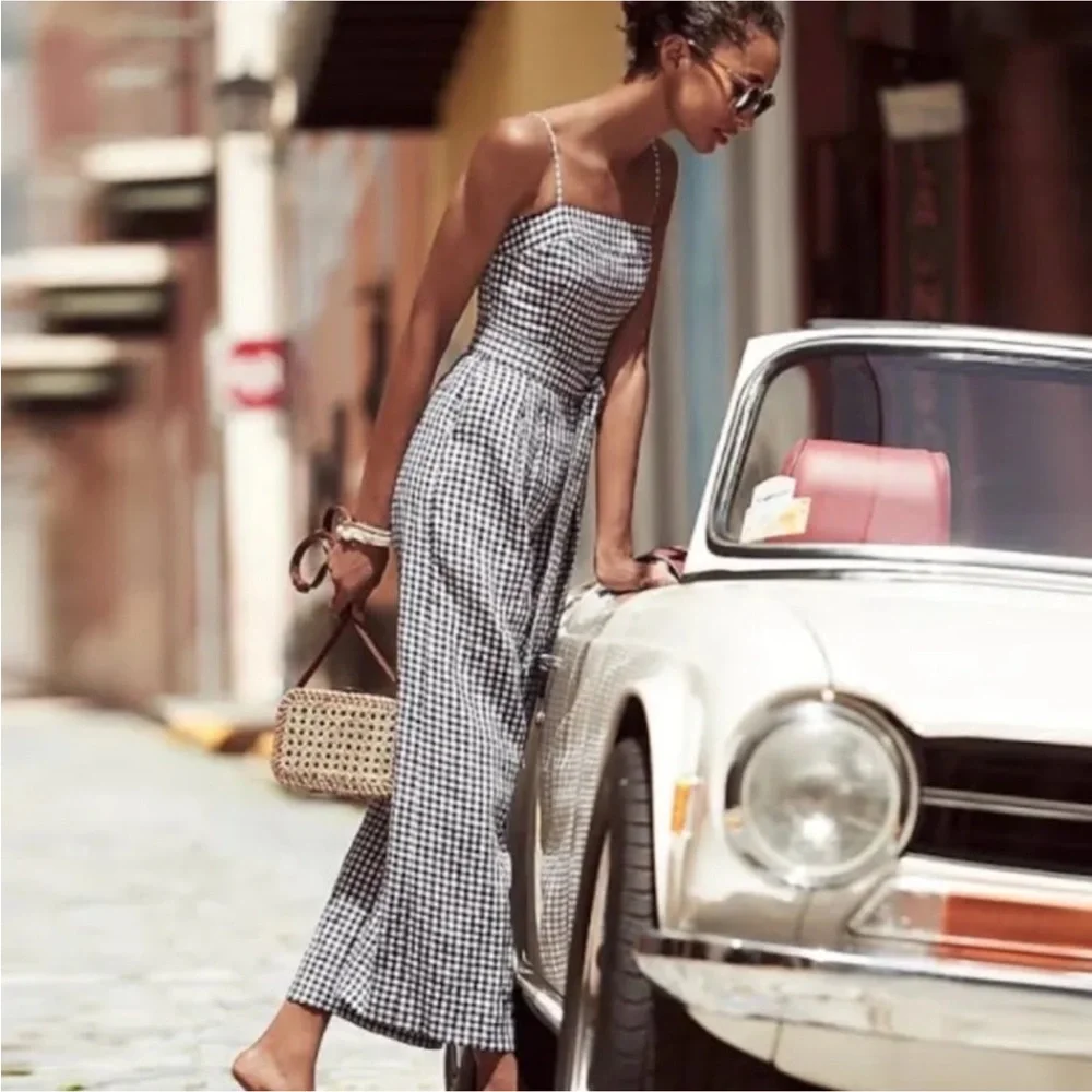 J. Crew Gingham Linen Jumpsuit - Picture 3 of 7